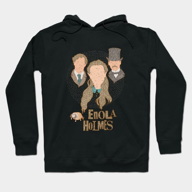 Enola Holmes Characters Minimalist Portraits Circle Design Hoodie by pbdotman